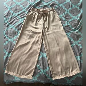 ❤️❤️❤️EEUC Three Bird Nest ❤️ Rare Womens Satin-like Wide Leg Beige Boho